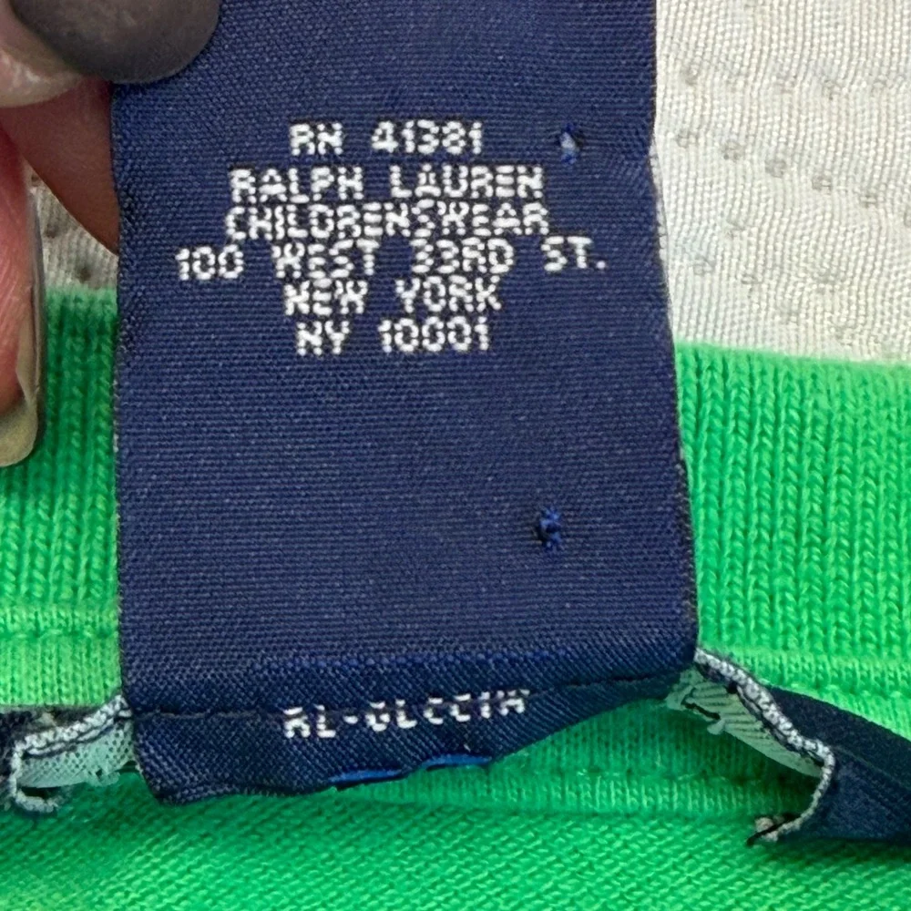 Ralph Lauren Girls Green Cotton Pique Polo Shirt Purple Pony 12M